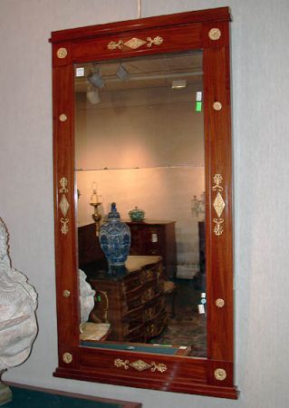 Lot image - Swedish Neoclassical Gilt-Bronze Mounted Mahogany Mirror