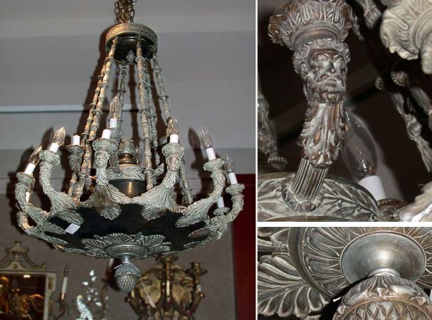 Lot image - Empire Style Gilt and Patinated-Bronze Twenty-Light Chandelier