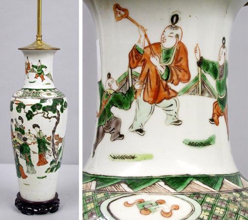 Lot image - Chinese Famille Verte Porcelain Vase