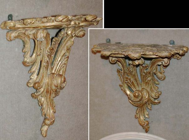 Lot image - Pair of Continental Rococo Gilt-Wood Brackets