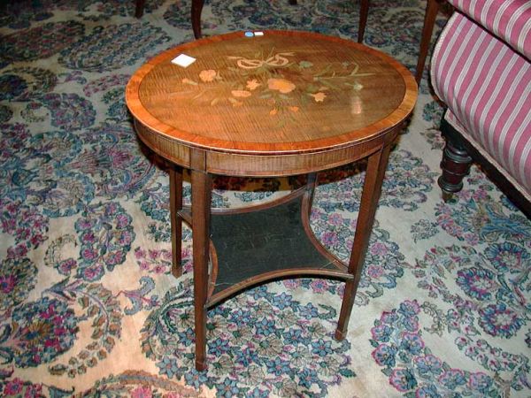 Lot image - George III Marquetry Inlaid Mahogany and Pearwood Side Table