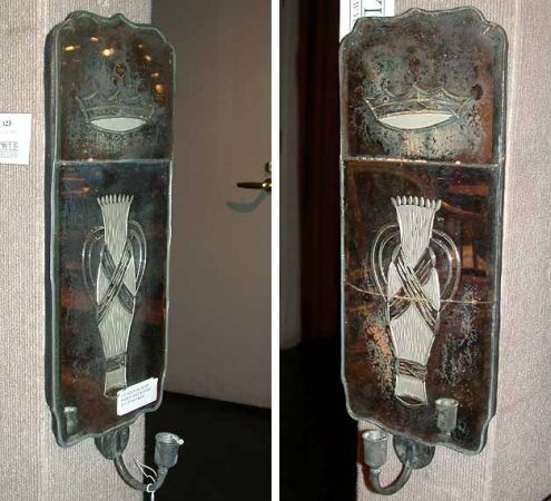 Lot image - Pair of Continental Mirror Back Sconces