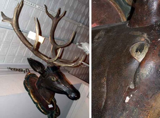 Lot image - Continental Baroque Style Polychrome Decorated Stag Head