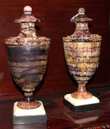 Lot image - Pair of George III Bluejohn Cassolettes