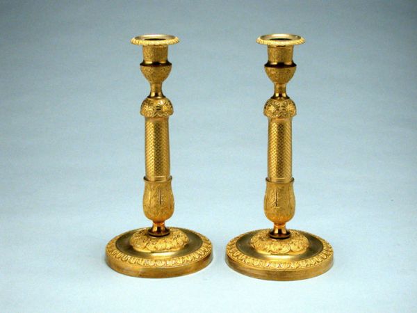 Lot image - Pair of Charles X Gilt-Bronze Candlesticks