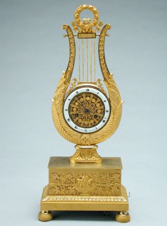 Lot image - Biedermeier Gilt-Bronze Mantel Clock