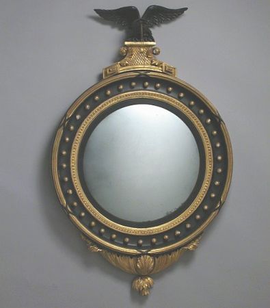 Lot image - Regency Gilt and Black Painted Convex Mirror