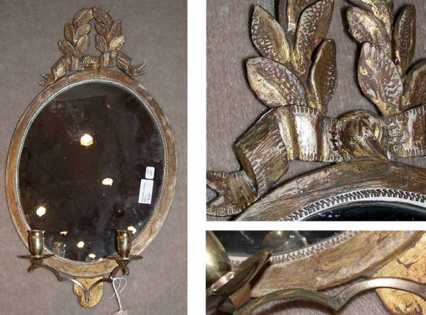 Lot image - Pair of Continental Neoclassical Girandole Mirrors