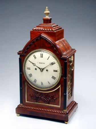 Lot image - Regency Gilt-Bronze Mounted Ebonized Mahogany Mantel Clock