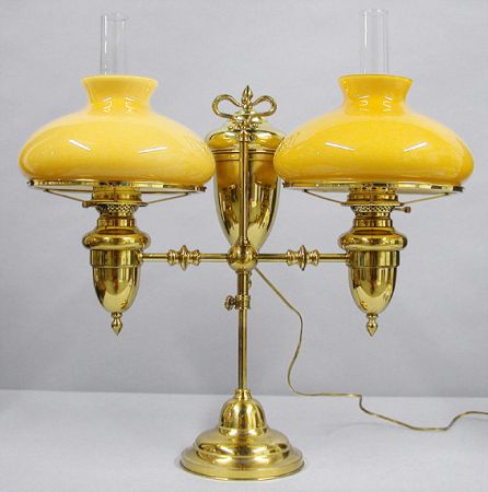 Lot image - American Brass Two-Light Student Lamp