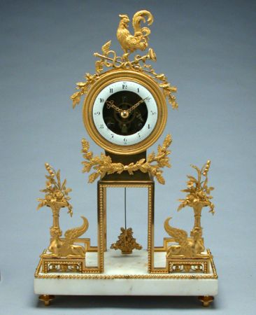 Lot image - Directoire Gilt-Bronze Skeletal Mantel Clock