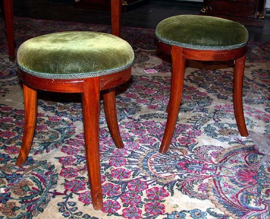 Lot image - Pair of Continental Neoclassical Fruitwood Stools