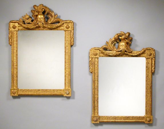Lot image - Pair of Continental Neoclassical Gilt-Wood Mirrors