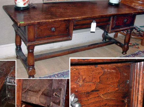 Lot image - Continental Baroque Walnut Library Table