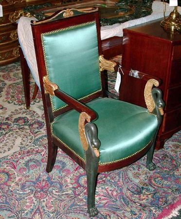 Lot image - Empire Mahogany and Parcel Gilt Armchair