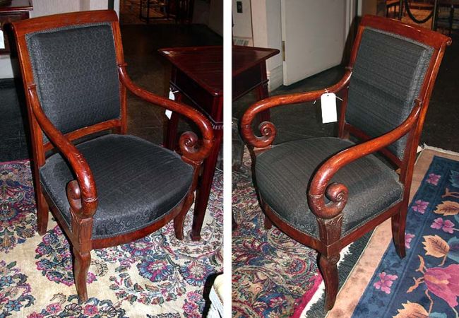 Lot image - Pair of Empire Mahogany Fauteuils