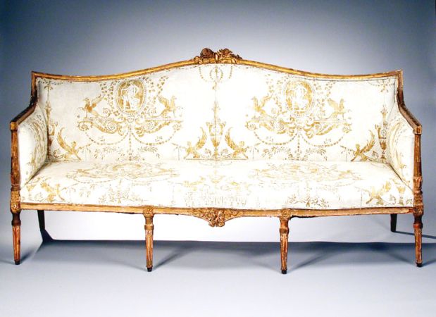 Lot image - Continental Neoclassical Gilt-Wood Settee