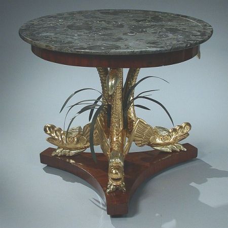 Lot image - Continental Gilt Mounted Mahogany Center Table