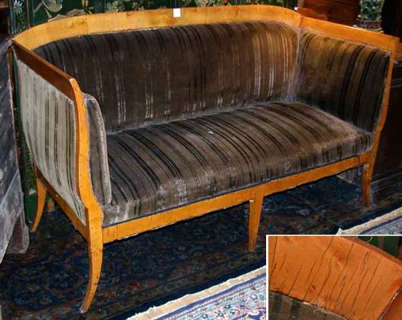 Lot image - Biedermeier Fruitwood Upholstered Settee