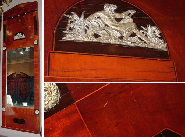 Lot image - Biedermeier Gilt-Bronze Mounted Inlaid Mahogany Mirror