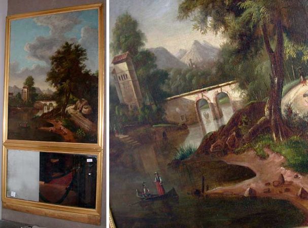 Lot image - Continental Neoclassical Gilt-Wood and Eglomise Mirror