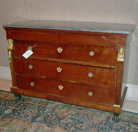 Lot image - Empire Gilt-Bronze Mounted Mahogany Commode
