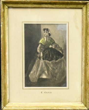 Lot image - Constantine Guys French, 1802-1892 LE FICHU JAUNE Watercolor 7 x 4 1/2 inches (17.8 x 11.4 cm.) Provenance: Carrol...