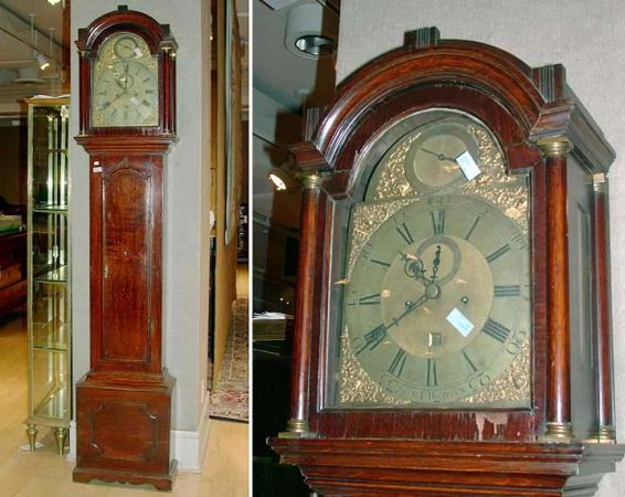 Lot image - Provincial George III Oak Tall Case Clock
