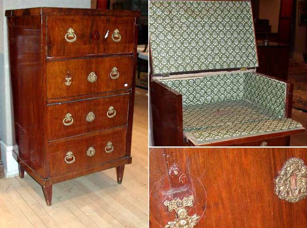 Lot image - Empire Gilt-Bronze Mounted Commode