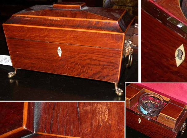 Lot image - Regency Gilt-Bronze Mounted Inlaid Mahogany Tea Caddy