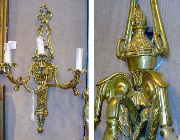 Lot image - Pair of Gilt-Metal Three-Light Sconces