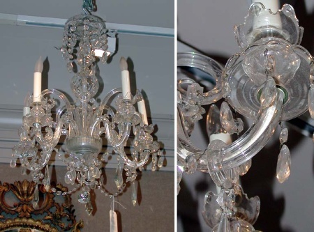 Lot image - George III Style Cut Glass Five-Light Chandelier