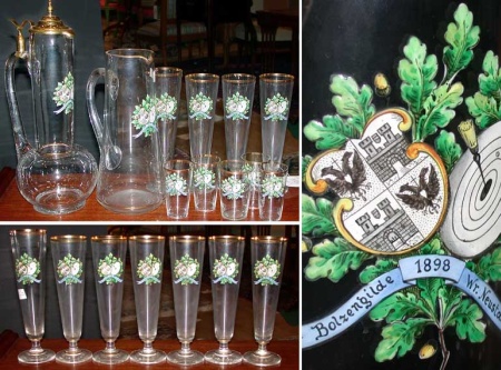 Lot image - German Painted Colorless Glass Drinks Set