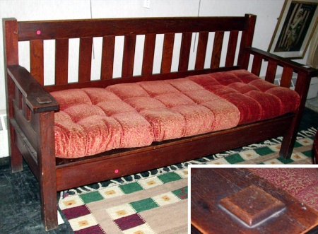 Lot image - Arts and Craft Oak Settee