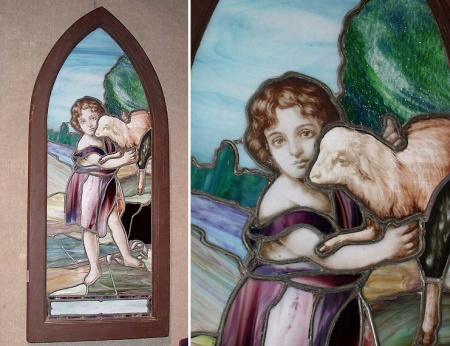 Lot image - Stained Glass Panel Depicting St. John The Baptist