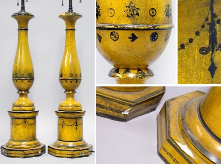 Lot image - Pair of Painted Lamps