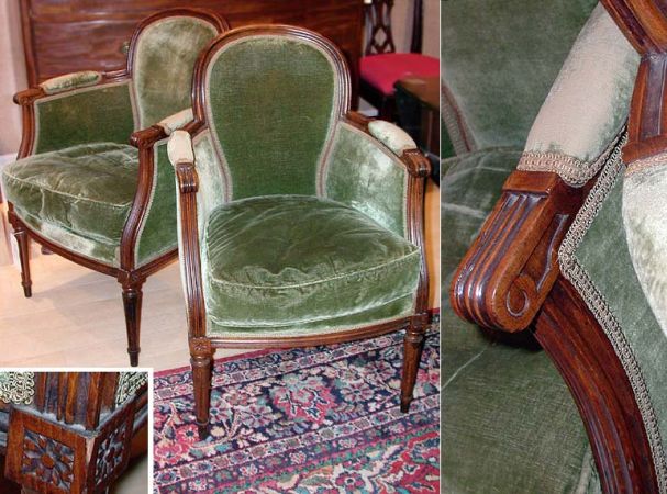 Lot image - Pair of Louis XVI Style Beechwood Bergeres