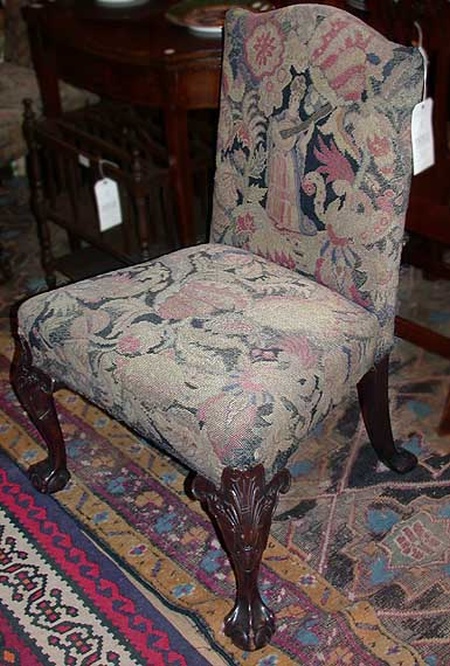 Lot image - Pair of George III Style Needlepoint Upholstered Mahogany Side Chairs
