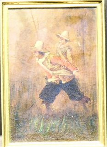 Lot image - F. Dabo 19th Century TWO CAVALIERS EMERGING FROM A WOOD