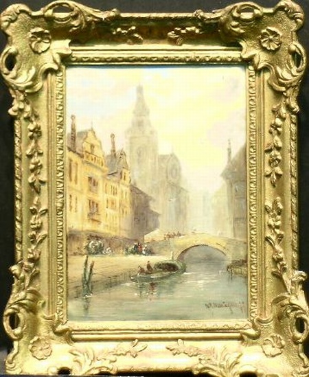 Lot image - Attributed to Alfred Montague CITY WITH CANAL
