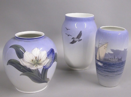 Lot image - Group of Three Royal Copenhagen Porcelain Vases