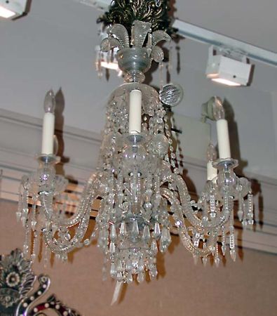 Lot image - Georgian Style Colorless Cut Glass Six-Light Chandelier