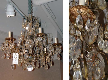 Lot image - Louis XV Style Gilt-Metal and Cut Glass Six-Light Chandelier