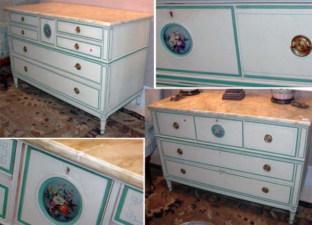Lot image - Pair of Louis XVI Style Painted Chests of Drawers