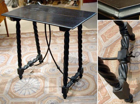 Lot image - Italian Ebonized Wood and Iron Trestle Table