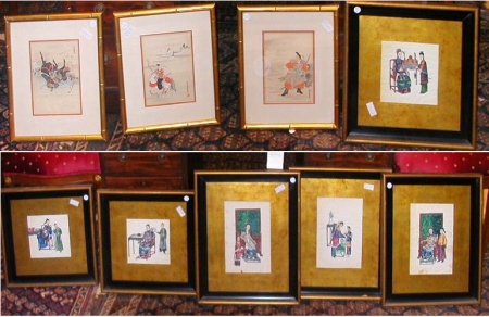 Lot image - Group of Nine Chinese Rice Paper Paintings