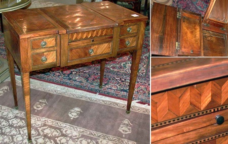 Lot image - Louis XVI Style Banded Mahogany Poudreuse