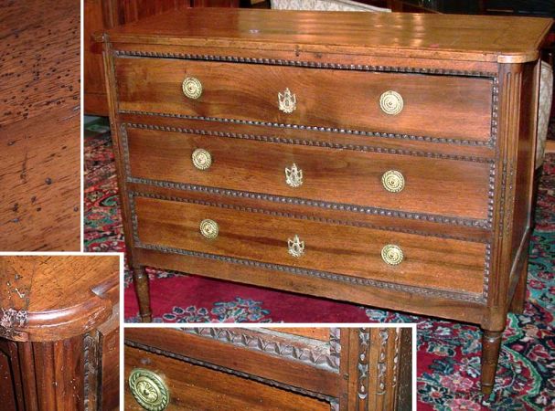Lot image - Louis XVI Style Walnut Three-Drawer Commode