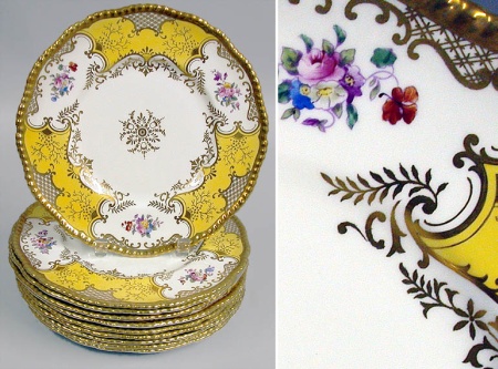 Lot image - Set of Twenty-Four Coalport Gilt Decorated Porcelain Service Plates
