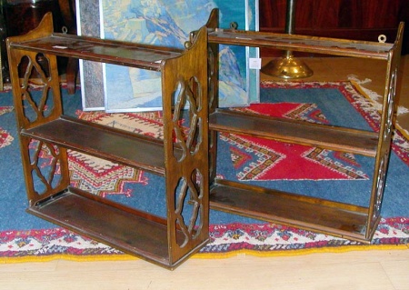 Lot image - Pair of Mahogany Three-Tier Hanging Shelves